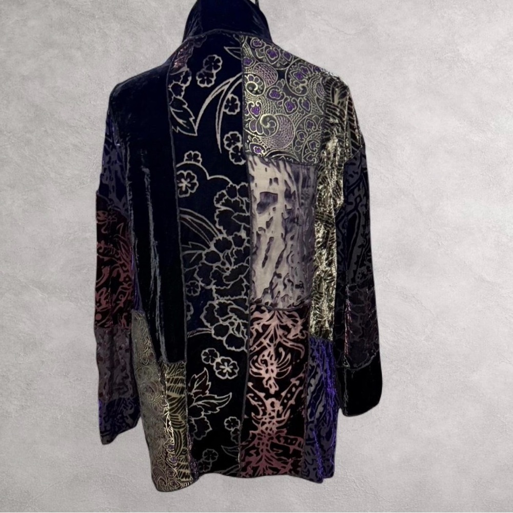 Dressbarn Multicolor Silk Blend Burnout Velvet Cardigan - Picture 4 of 8